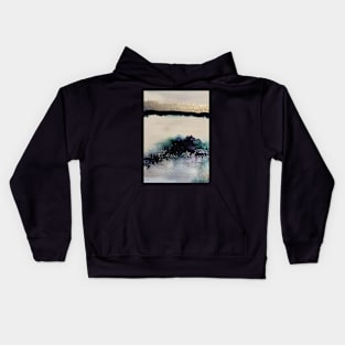 Abstract art in teal, gold and purple Kids Hoodie